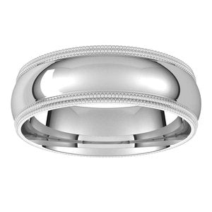 Sterling Silver 6 mm Double Milgrain Half Round Comfort Fit Band Size 9.5