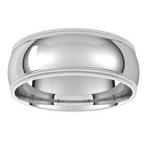 Palladium 7 mm Double Milgrain Half Round Comfort Fit Band Size 9