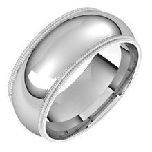 Load image into Gallery viewer, Platinum 8 mm Double Milgrain Half Round Comfort Fit Band Size 13
