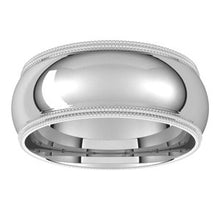 Load image into Gallery viewer, Platinum 8 mm Double Milgrain Half Round Comfort Fit Band Size 13
