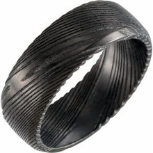 Load image into Gallery viewer, Black Damascus Steel 8 mm Patterned Band Size 10
