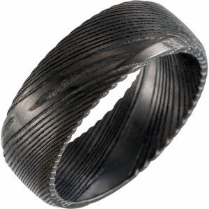 Black Damascus Steel 8 mm Patterned Band Size 7