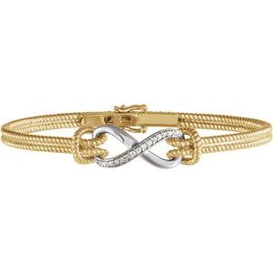 14K Yellow & White 1/8 CTW Diamond Bangle 7.5