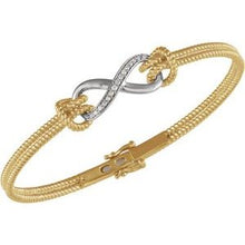 Load image into Gallery viewer, 14K Yellow &amp; White 1/8 CTW Diamond Bangle 7.5&quot; Bracelet
