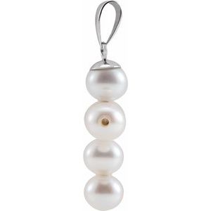 14K White 19.75x14.5 mm Freshwater Cultured Pearl Cross Pendant