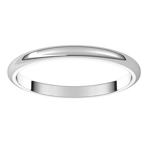 10K White 2 mm Half Round Band Size 6