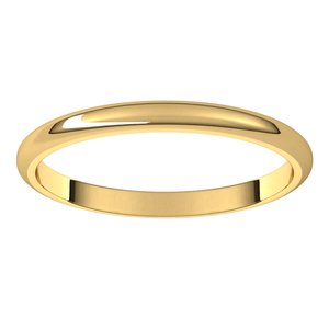 10K Yellow 2 mm Half Round Band Size 6