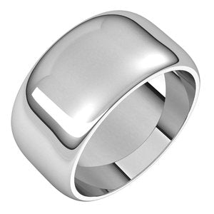 Sterling Silver 10 mm Half Round Band Size 9.5
