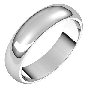 Sterling Silver 5 mm Half Round Band Size 10