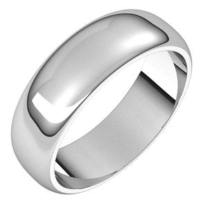 Sterling Silver 6 mm Half Round Band Size 6