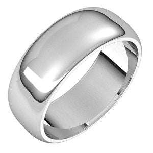 Sterling Silver 7 mm Half Round Band Size 7