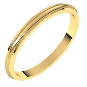 10K Yellow 2 mm Half Round Edge Band Size 7