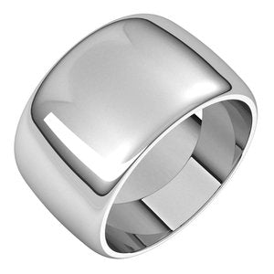Sterling Silver 12 mm Half Round Band Size 10