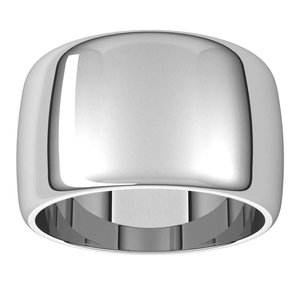 Platinum 12 mm Half Round Band Size 10.5
