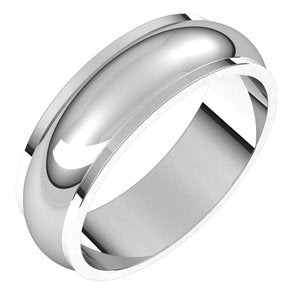 Sterling Silver 6 mm Half Round Edge Band Size 7