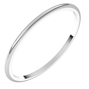 14K White 1 mm Half Round Light Band Size 9.5
