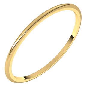 14K Yellow 1 mm Half Round Light Band Size 6