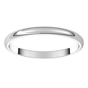 10K White 2 mm Half Round Light Band Size 9