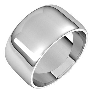 Sterling Silver 10 mm Half Round Light Band Size 10