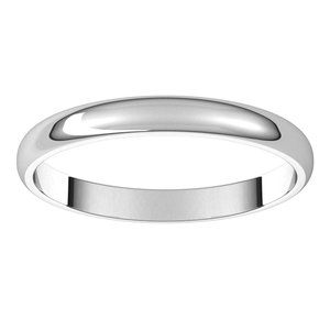 10K White 2.5 mm Half Round Light Band Size 6