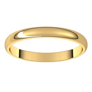 10K Yellow 2.5 mm Half Round Light Band Size 6