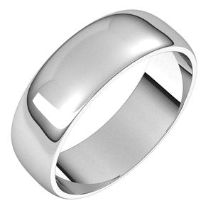 Sterling Silver 6 mm Half Round Light Band Size 9