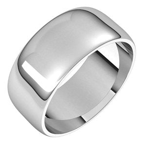 Sterling Silver 8 mm Half Round Light Band Size 7