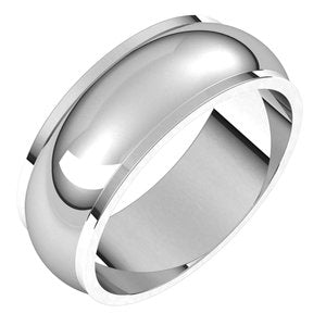 Sterling Silver 7 mm Half Round Edge Band Size 10