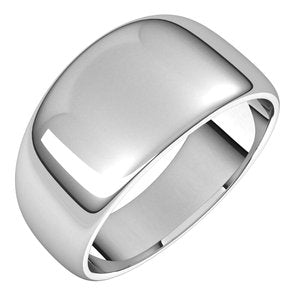 Sterling Silver 10 mm Half Round Tapered Band Size 9