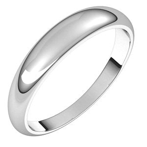 Sterling Silver 4 mm Half Round Tapered Band Size 9