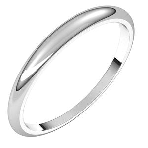 10K White 2.5 mm Half Round Tapered Band Size 6