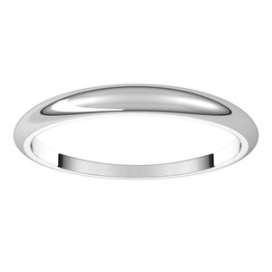 10K White 2.5 mm Half Round Tapered Band Size 6