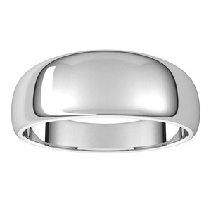 Sterling Silver 7 mm Half Round Tapered Band Size