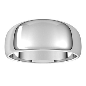 Sterling Silver 8 mm Half Round Tapered Band Size 7