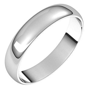 Sterling Silver 4 mm Half Round Ultra-Light Band Size 10