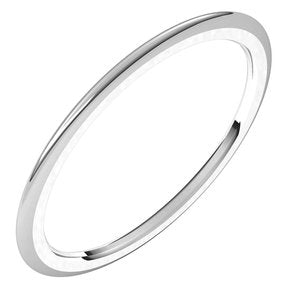 Sterling Silver 1 mm Half Round Comfort Fit Band Size 9