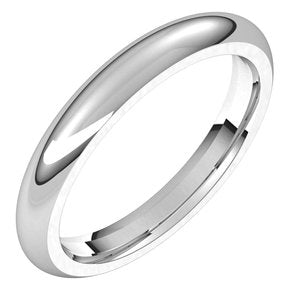 Sterling Silver 3 mm Half Round Comfort Fit Band Size 7