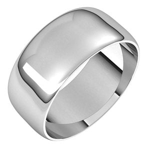 Sterling Silver 8 mm Half Round Ultra-Light Band Size 9