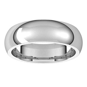 Sterling Silver 6 mm Half Round Comfort Fit Band Size 9