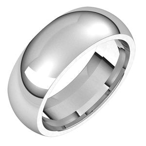 Sterling Silver 7 mm Half Round Comfort Fit Band Size 10