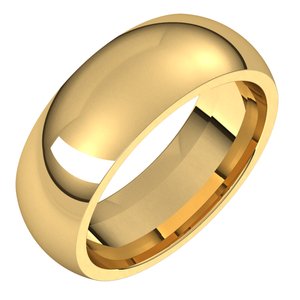 22K Yellow 7 mm Half Round Comfort Fit Band Size 9