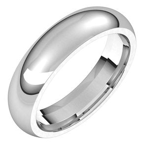 Sterling Silver 5 mm Half Round Comfort Fit Band Size 10