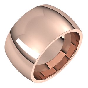 18K Rose 12 mm Demi-rond Comfort Fit Band Taille 4,5