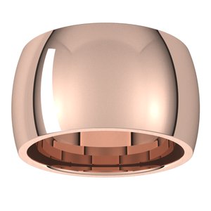 14K Rose 12 mm Demi-tour Comfort Fit Band Taille 12,5