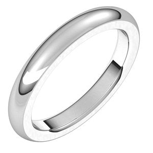 Sterling Silver 3 mm Half Round Comfort Fit Heavy Band Size 8