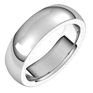 Sterling Silver 6 mm Half Round Comfort Fit Heavy Band Size 15