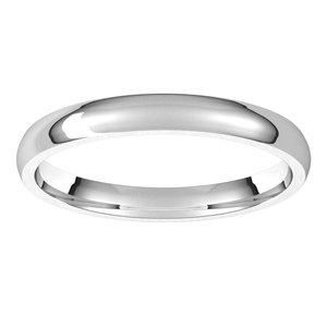 Sterling Silver 2.5 mm Half Round Comfort Fit Light Band Size 9