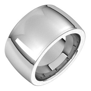 Sterling Silver 12 mm Half Round Comfort Fit Heavy Band Size 10