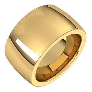 14K Jaune 12 mm Demi-rond Comfort Fit Heavy Band Taille 12,5