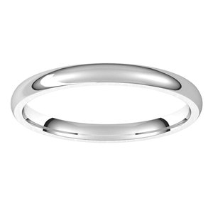 10K White 2 mm Half Round Comfort Fit Light Band Size 6